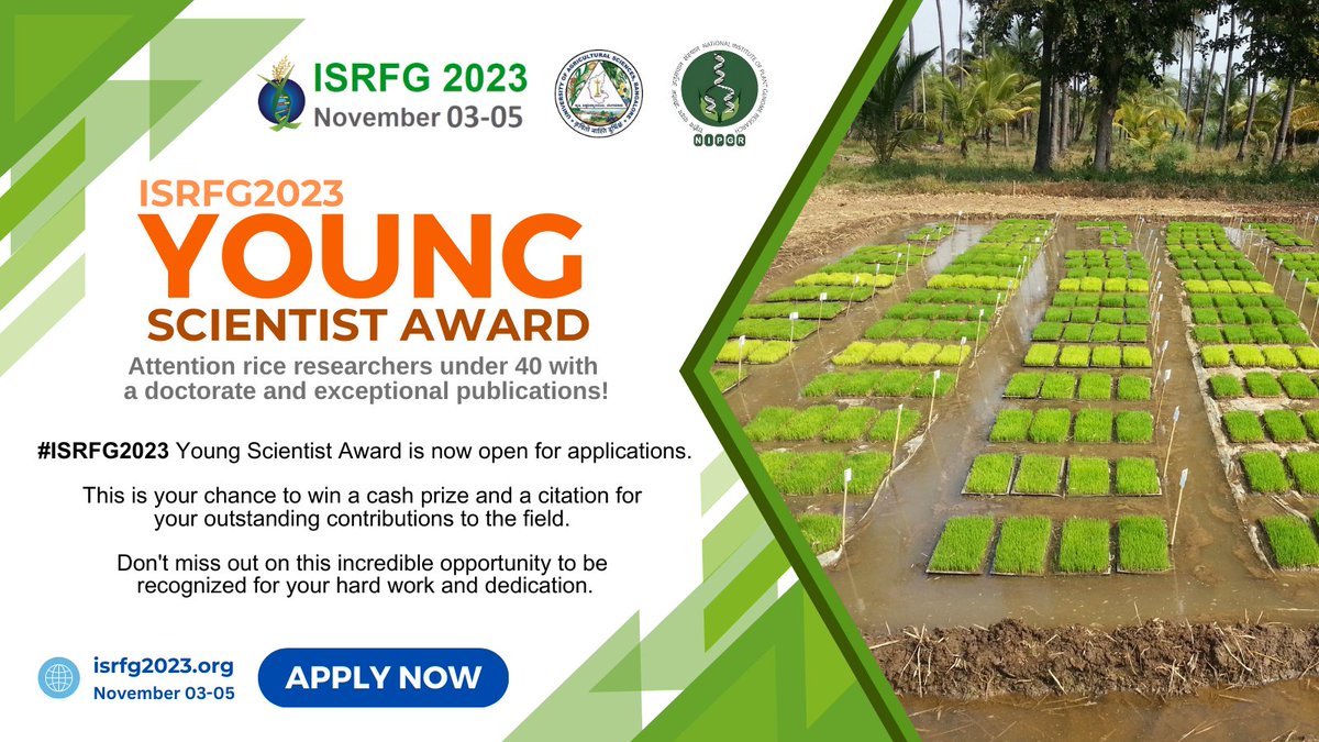 The #ISRFG2023 Young Scientist Award is now open for applications. This is your chance to win a cash prize and citation for your outstanding contributions to the field. Don't miss out on this incredible opportunity to be recognized for your hard work and dedication. Apply now!