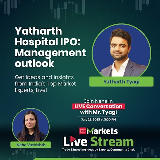 Mr. Yatharth Tyagi, Whole Time Director, Yatharth Hospital & Trauma Care Services Limited, discusses 'Yatharth Hospitals IPO: Management outlook' on today's ETMarkets Livestream. @nehavashishth90 Click the link below to join the live session at 3 PM economictimes.indiatimes.com/markets/etmark…