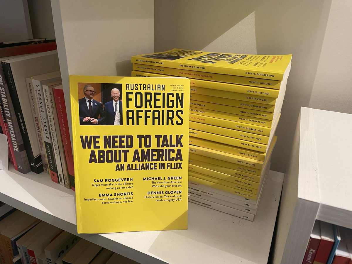 Another enjoyable @AusForeign with @EmmaShortis @SamRoggeveen @DrMichaelJGreen @dennisglover64 talking frankly about America & @ML_OC’s rich review of @MichaelSWesley on #RAMSI. @AsiaPacific4D will be hosting The Fix author @AOCarr next week. Register at us06web.zoom.us/meeting/regist…