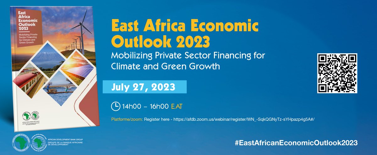 Exciting news…📢 Join us on 27th July, at 14:00-16:00 (EAT) for the launch of the @AfDB_group’s East Africa Regional Economic Outlook 2023. 🌍📈 #EAEconomicOutlook2023 #EAEO2023

Webinar...
 Register now: bit.ly/3pW8w9n
