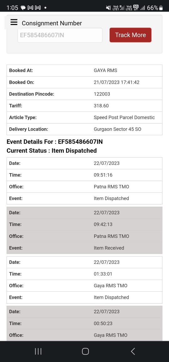 surujournalist's tweet photo. I am not able to track my Article No:EF585486607IN after july 22nd. It's an urgent parcel. Kindly help @IndiaPostOffice @AshwiniVaishnaw https://t.co/7bljGVPGl7