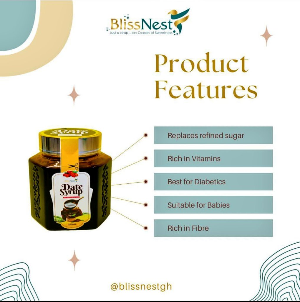 secch_'s tweet photo. 🌿 Satisfy your sweet tooth guilt-free with our all-natural sweeteners and heavenly date syrups! 🍯 Experience the delightful taste of Blissnestgh and elevate your recipes to a whole new level of deliciousness. 😋 Order now and discover sweetness like never before! #Blissnestgh https://t.co/8R7SBL3bSs