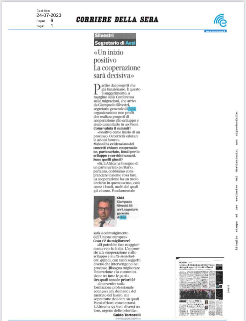 "L' #Africa ha bisogno di un partenariato paritario, pertanto, dobbiamo comprendere insieme cosa fare. La #cooperazione ha un ruolo decisivo in questo senso."

L'intervista di <a href="/GpSilvestri/">Giampaolo Silvestri</a> per il <a href="/Corriere/">Corriere della Sera</a> sulla conferenza internazionale su #sviluppo e #migrazioni.