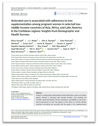 RautManojKumar's tweet photo. Happy to share a publication, "Antenatal care is associated with adherence to iron supplementation among pregnant women in selected low‐middle‐income‐countries of Asia, Africa, and Latin America &amp; the Caribbean regions: Insights from Demographic and Health Surveys" https://t.co/sktVSyjYNv