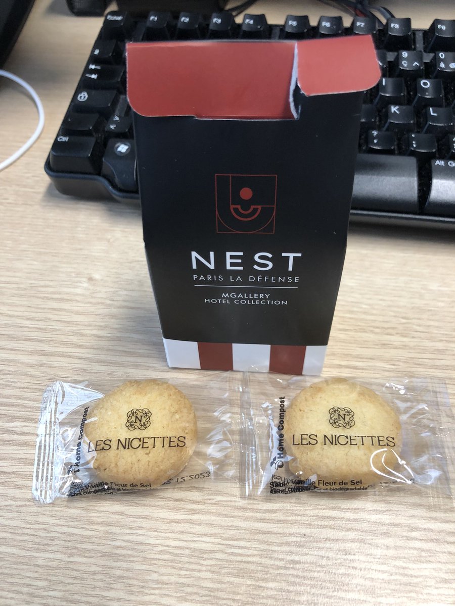 sackofbadgers's tweet photo. @Accor Still happening. Same hotel, same two biscuits individually wrapped in plastic https://t.co/XJDfbOynFq