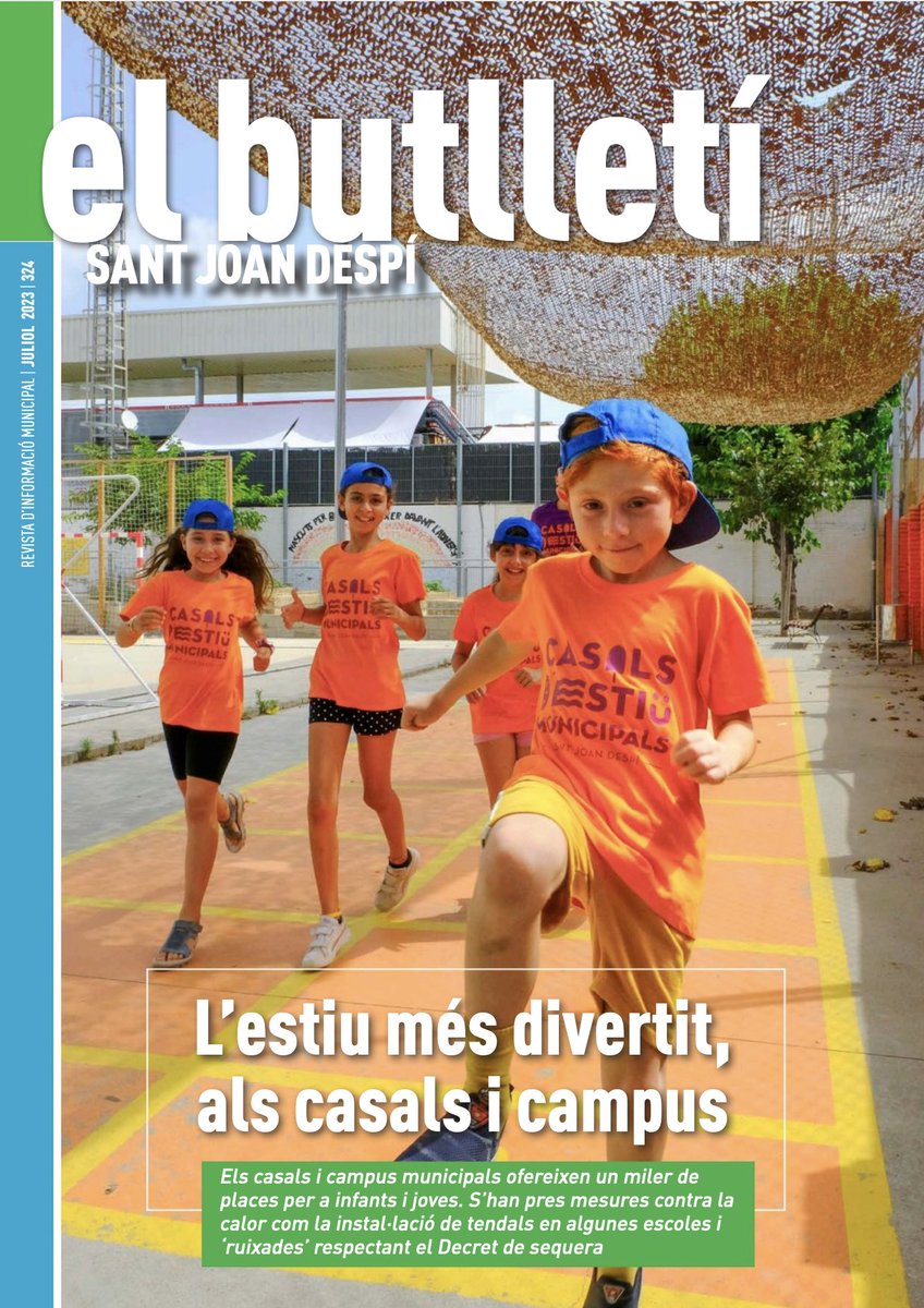 #ElButlletíSJD 😍Els infants dels casals, a la portada!

✅Mantenir la convivència i seguretat amb patrulles policials a peu,  prioritat a l’estiu. Els objectius de l’equip de govern per al nou  mandat o com mitigar la calor, altres notícies. 

+ info: sjdespi.cat/butlleti/324/