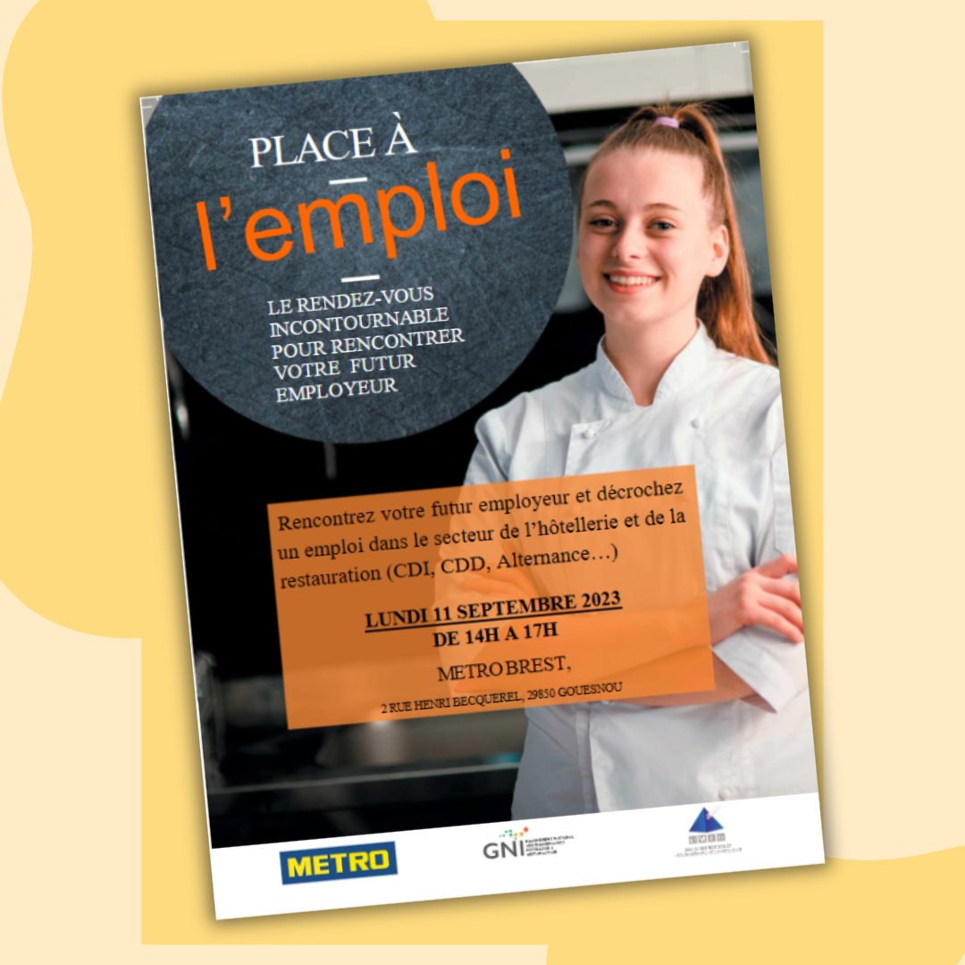 [PLACE DE L'EMPLOI] 💼

👉Rendez-vous lundi 11 septembre 2023 de 14h à 17h pour rencontrer votre futur employeur et décrocher un emploi dans le secteur de l'hôtellerie et de la restauration (CDI, CDD, Alternance...)

#emploi #hotellerie #restauration