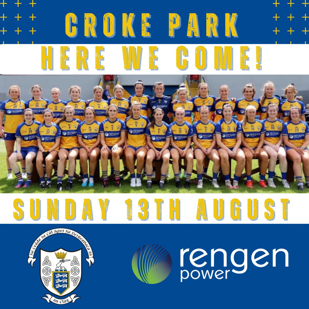 Rengen Power (@rengenpower) on Twitter photo Massive #Congratulations to <a href="/Clarelgfa/">Clare LGFA</a>, Management & Backroom who booked their place in the All-Ireland Intermediate #football #Final. We couldnât be prouder to #sponsor this amazing bunch. <a href="/CrokePark/">Croke Park</a> here we come â HON THE BANNER!! Massive #Congratulations to <a href="/Clarelgfa/">Clare LGFA</a>, Management & Backroom who booked their place in the All-Ireland Intermediate #football #Final. We couldnât be prouder to #sponsor this amazing bunch. <a href="/CrokePark/">Croke Park</a> here we come â HON THE BANNER!!