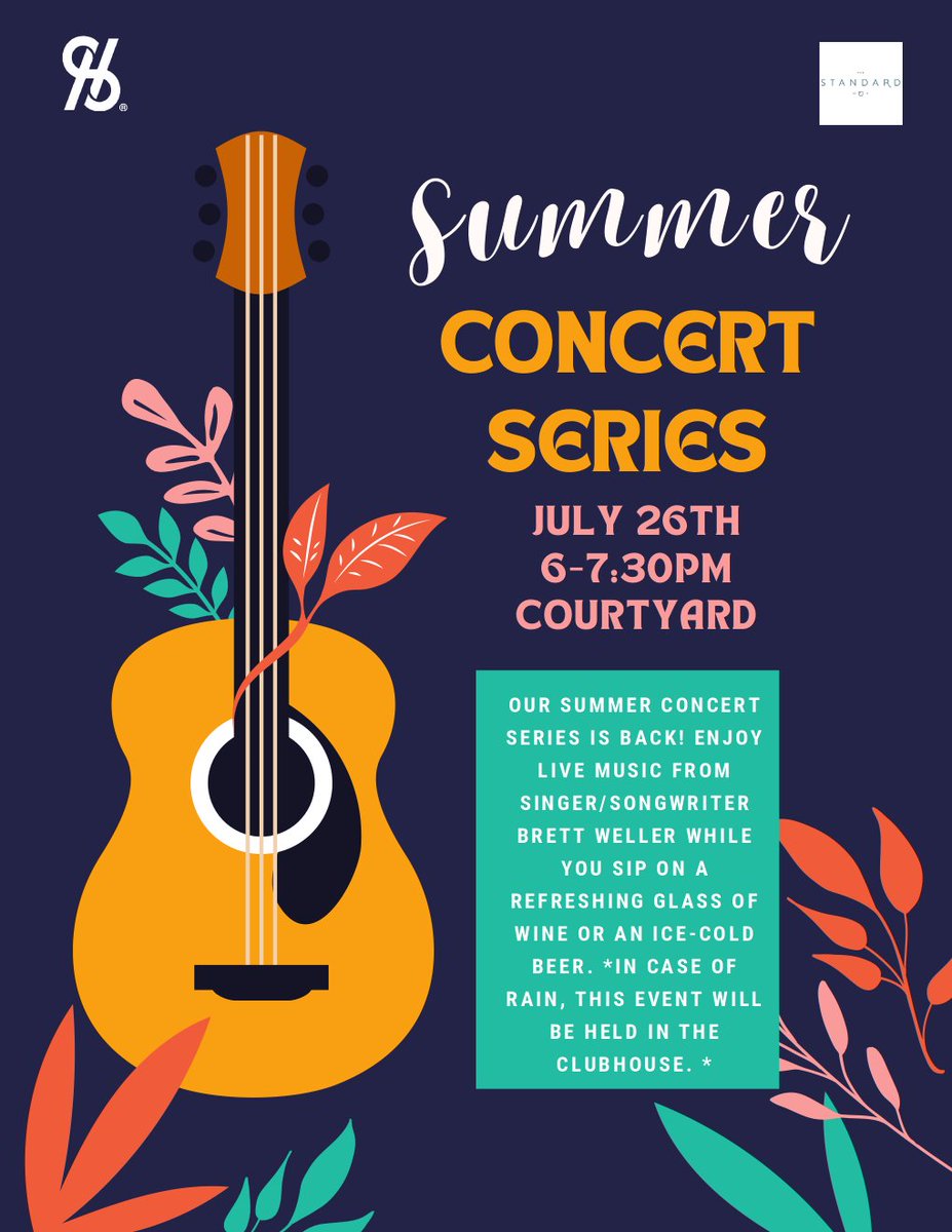 TheStandardJI's tweet photo. We are excited to see you all @ The Standard Summer Concert Series this Wednesday, July 26th at 6 PM! Music by Brett Weller and the El Kiosko food truck 
#LoveWhereYouLive #WeLoveOurResidents #Summertime #ResidentEvents #SummerConcert #TheStandard #ElKiosko #Charleston #SocialHub https://t.co/AgQEJrGzIJ