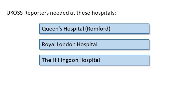 Do you work in the #maternity units of any of the hospitals below? We are looking for UKOSS reporters at these sites, so if you are interested in working with #UKOSS then we’d love to hear from you! Please contact ukoss@npeu.ox.ac.uk for more information