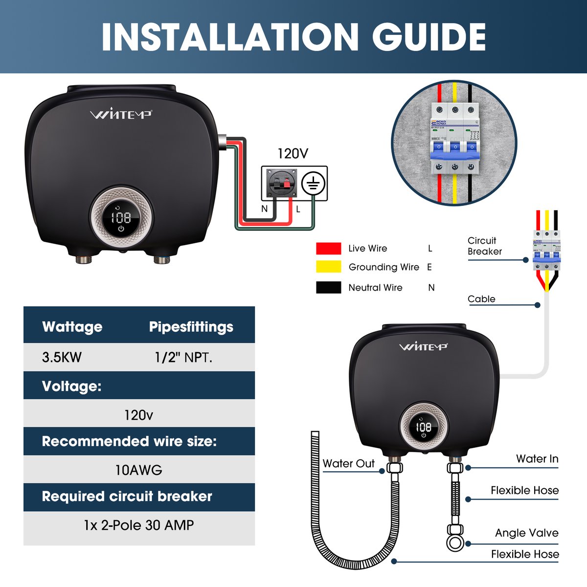 WintempChina's tweet photo. Installation Guide: #WINTEMP Tankless Water Heater 🚀

🛠️Are you tired of complex setups and confusing instructions? WINTEMP has you covered! Our installation guide makes the process a breeze, ensuring you can enjoy instant hot water with minimal effort. 💨 https://t.co/SGqJJ28KrQ