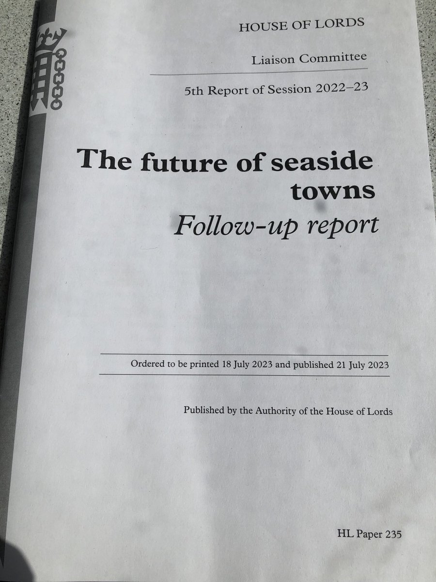 A must read Lords report following up on the issues raised in the groundbreaking 2019 publication. Our seaside communities deserve better from Government and our latest report explains why!