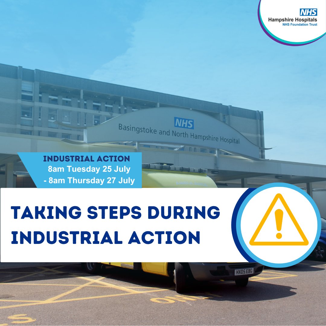 ❗ Steps to take during industrial action

Hampshire Hospitals are urging the public to take critical steps to help keep urgent and emergency care available to patients who need it most during radiographer strikes.

Read more: bit.ly/3O0Nb6v