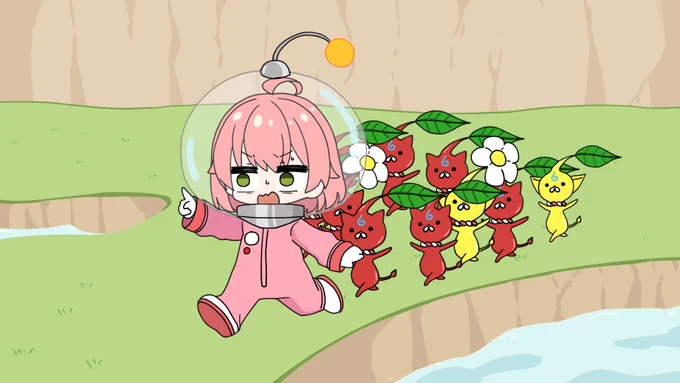ピクミンで突然ヘビガラスに襲われあえんびえんになった結果全滅してしまうみこち  #miko_Art