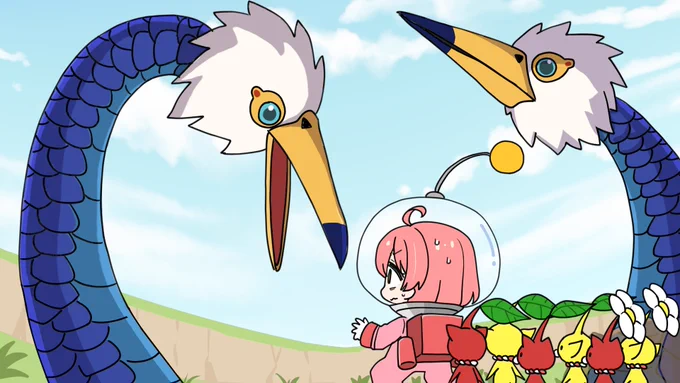 ピクミンで突然ヘビガラスに襲われあえんびえんになった結果全滅してしまうみこち  #miko_Art