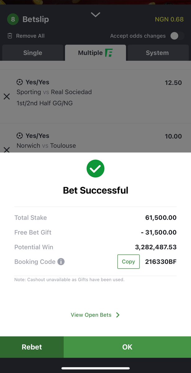 miqelda's tweet photo. Flex 3 of 8 Selections. (1st/2nd Half GG)

Odd: 53 odds 

Code: 216330BF

@mubaraq_ay @kaymicky007 @byondlimitknown @GabbieChamps @preciousbets @Vizzy_rayven @Mrsly_69 @SaaLordno https://t.co/SoQdIY09m0