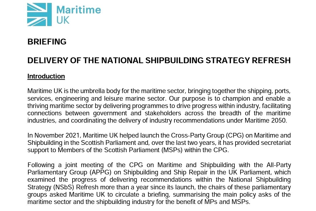 PaulJSweeney's tweet photo. Britain has a critical 5-year window of opportunity to re-establish commercial shipbuilding at scale. The @APPGShipbuild &amp; Holyrood CPG on Shipbuilding have jointly published 8 recommendations with @MaritimeUK to bolster the National Shipbuilding Strategy: https://t.co/4Mhs9eii4g https://t.co/fFNyswlZHZ