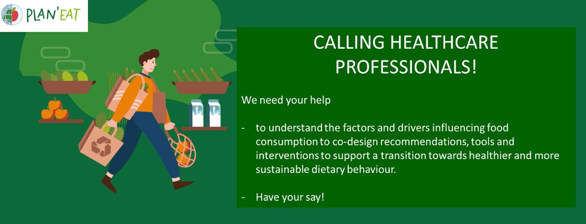 🚨 PLAN'EAT Study 🚨

📢 Calling all healthcare professionals in Ireland

Share your thoughts on sustainable &amp; healthy diets in the healthcare setting 🌱

Interested &amp; willing to complete an online survey? Click below 👇
docs.google.com/forms/d/e/1FAI…

Please share with colleagues 🙏