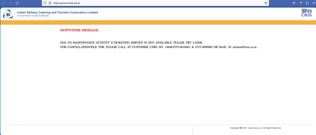 curiousminer's tweet photo. @IRCTCofficial Still the site is down. https://t.co/bjSMga7f0A