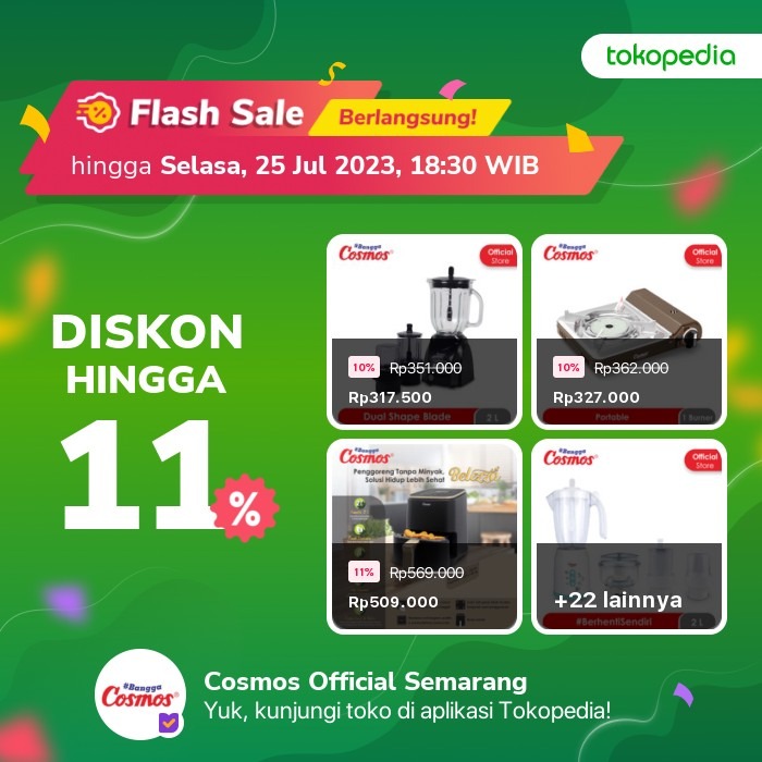 cosmosonline's tweet photo. FLASH SALE Cosmos hanya HARI INI Selasa 25 Juli 2023 pukul 18.00 WIB di Tokopedia. Dapatkan diskon hingga 11%. Flash sale ini berlangsung cuma 1 hari. Jadi, jangan sampai kelewatan yaaa! 🤩
#BanggaCosmos #Flashsale #flashsaletokopedia #tokopedia #promocosmos https://t.co/4rTZKPJGKa