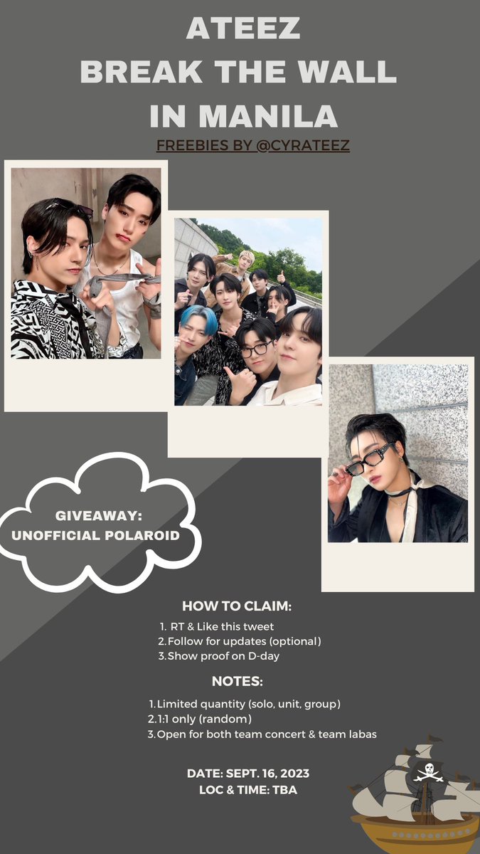got7mxteez's tweet photo. The Fellowship: Break The Wall in Manila freebies

Hi! I will be giving away unofficial polaroid freebies on d-day. 😆

- RT &amp; Like
- Follow (optional)
- 1:1 only (random)

See you! 💕

#FilotinyFreebies #Break_The_Wall_MNL #ATEEZ #에이티즈 #Break_The_Wall #TheFellowship https://t.co/LQWTz5Rc4R