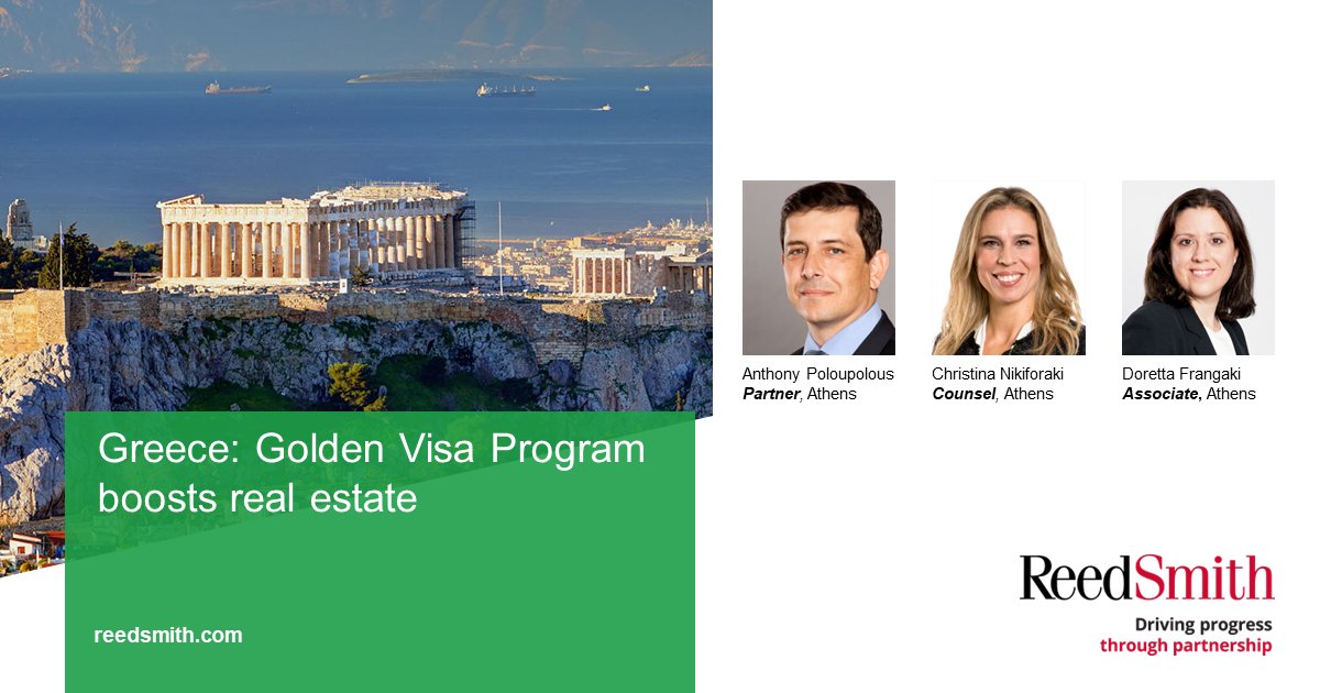 Read Anthony Poloupolous, Christina Nikiforaki and Doretta Frangaki's thoughts on the recent increase in golden visa applications in Greece and what this means for the Greek real estate market below.

reedsmith.com/en/perspective…