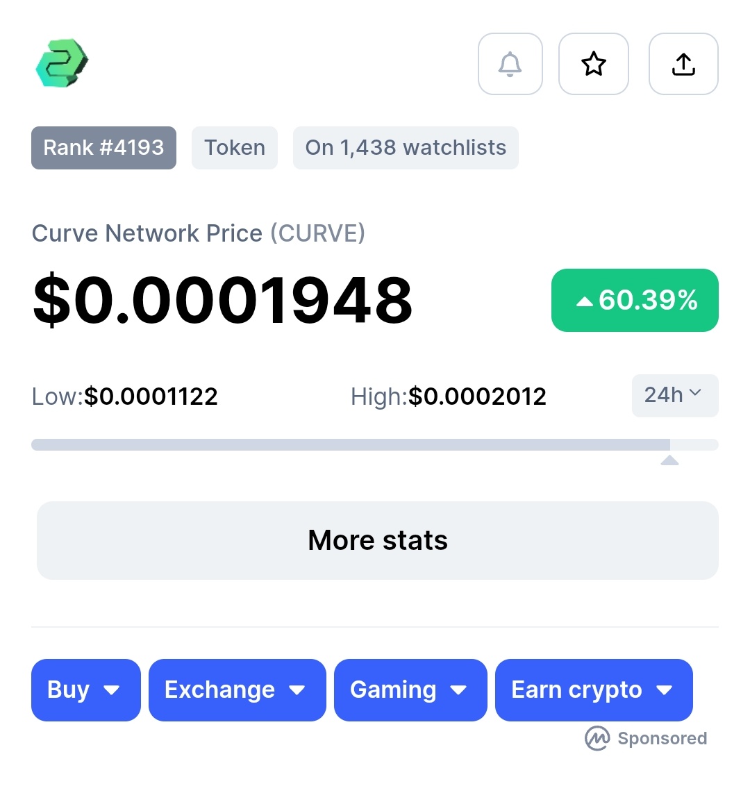 Good morning #CURVERS

We had great moves and the price increased 60% within a day. more utilities are coming to generate a massive amount of income that will be shared among $CURVE Holders 🧪

Join the $CURVE community if you haven't already:  t.me/CurveNetworkCh…