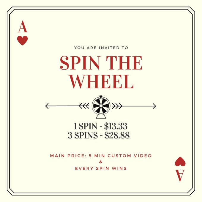 1 pic. It’s been a while since I offered a spin the wheel game on OnlyFans and I just brought it back