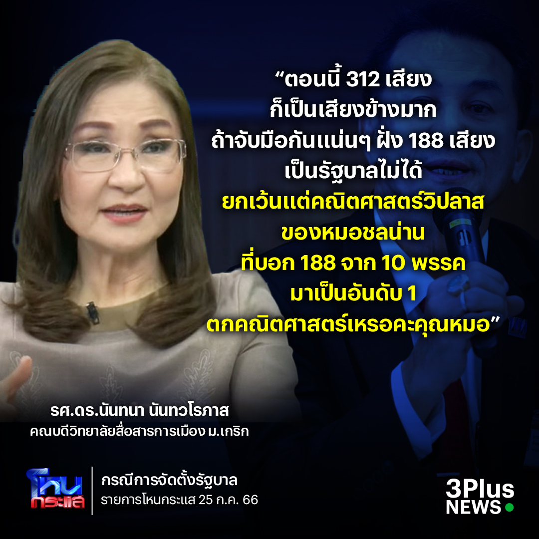 3PlusNews (@3plusnews) on Twitter photo แรงไม่แผ่ว! “อ.นันทนา” ถาม #หมอชลน่าน ตกคณิตศาสตร์เหรอคะ? หลังบอกฝั่งขั้วรัฐบาลเดิมมีเสียงเป็นอันดับหนึ่ง(188เสียง จาก10พรรค) ส่วน #ก้าวไกล เป็นอันดับ2 แนะอย่าทำให้ปชช.ผิดหวังจากที่หาเสียงไว้
ch3plus.com/news/political…
#ข่าวช่อง3 #3PlusNews #โหนกระแส
#จัดตั้งรัฐบาล #เพื่อไทย แรงไม่แผ่ว! “อ.นันทนา” ถาม #หมอชลน่าน ตกคณิตศาสตร์เหรอคะ? หลังบอกฝั่งขั้วรัฐบาลเดิมมีเสียงเป็นอันดับหนึ่ง(188เสียง จาก10พรรค) ส่วน #ก้าวไกล เป็นอันดับ2 แนะอย่าทำให้ปชช.ผิดหวังจากที่หาเสียงไว้
ch3plus.com/news/political…
#ข่าวช่อง3 #3PlusNews #โหนกระแส
#จัดตั้งรัฐบาล #เพื่อไทย