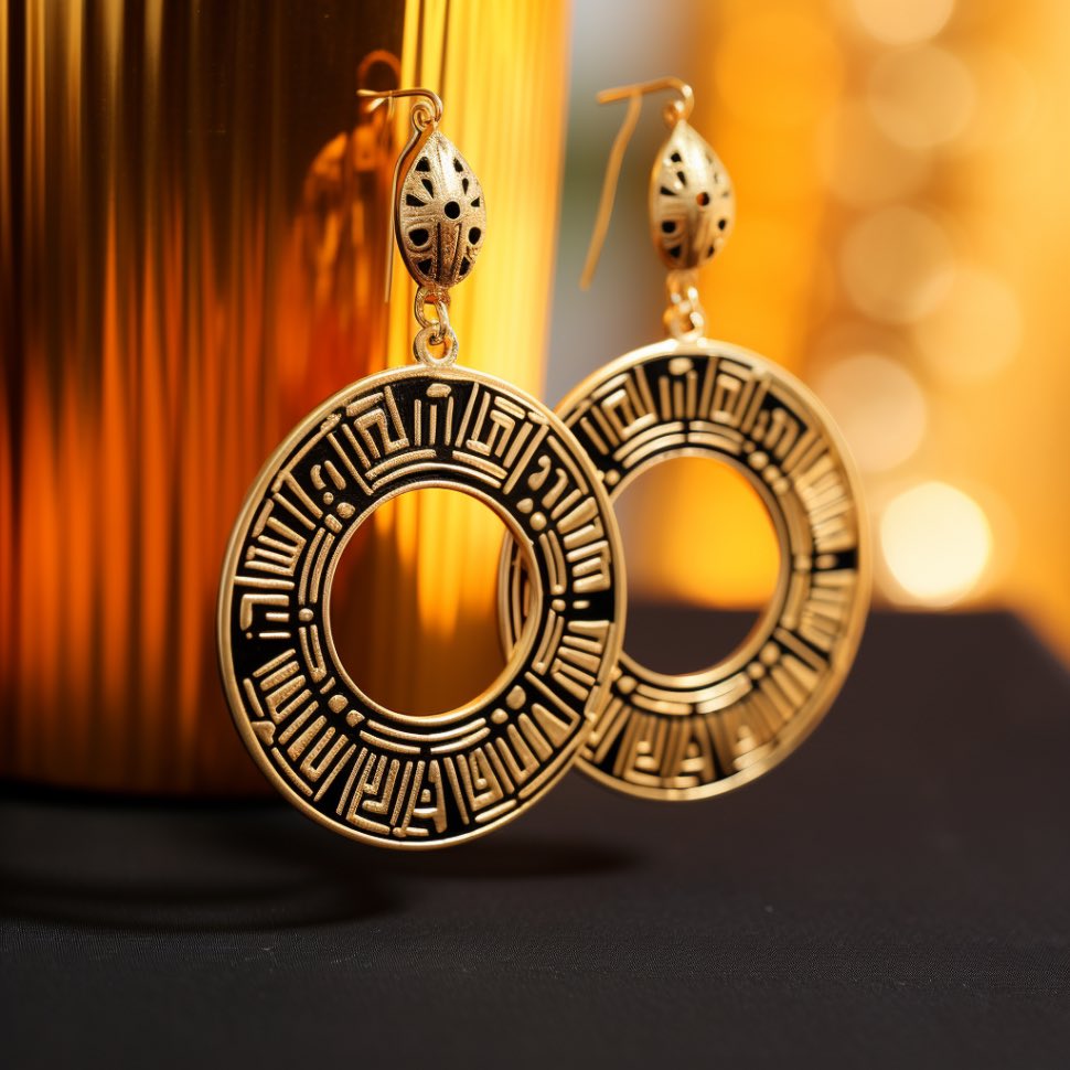 Des boucles d’oreilles en Or malien 😜 avec des formes et design inspiré par la culture africaine. 

(Tout a été fait par IA ) Est ce que nous bijoutiers sauront les produire ?