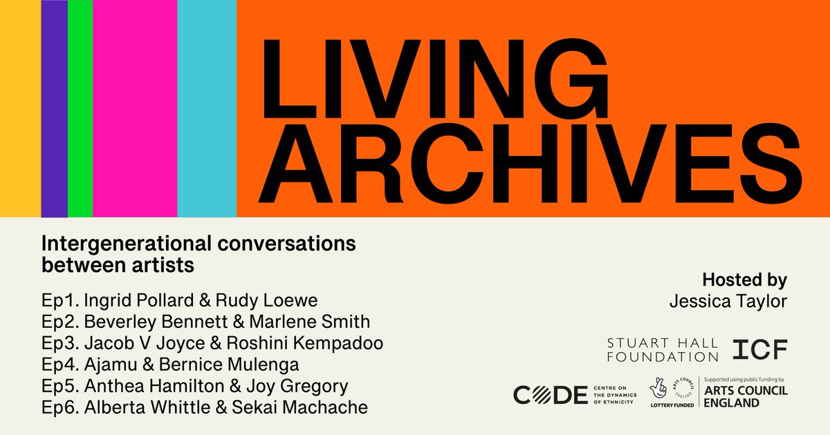 The Stuart Hall Foundation (@stuarthallfdn) on Twitter photo We're excited to announce the Living Archives podcast, a series of intimate intergenerational conversations between artists beginning next week.
Co-produced by Stuart Hall Foundation + <a href="/ICF__/">ICF International Curators Forum</a>
Find out more here: stuarthallfoundation.org/projects/livin…
Funded by <a href="/EthnicityUK/">CoDE @ethnicityuk.bsky.social</a> + <a href="/ace_national/">Arts Council England</a> We're excited to announce the Living Archives podcast, a series of intimate intergenerational conversations between artists beginning next week.
Co-produced by Stuart Hall Foundation + <a href="/ICF__/">ICF International Curators Forum</a>
Find out more here: stuarthallfoundation.org/projects/livin…
Funded by <a href="/EthnicityUK/">CoDE @ethnicityuk.bsky.social</a> + <a href="/ace_national/">Arts Council England</a>