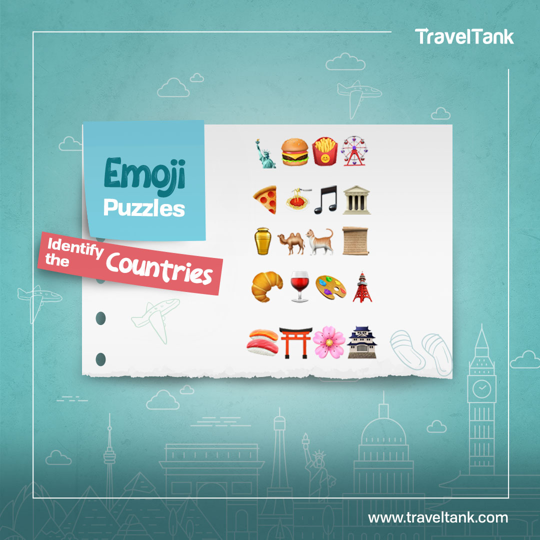 Can you guess the countries from these emojis?🤔 

Comment your answers below! 

Let's see who's a geography pro! 

-
-
-
#EmojiChallenge #GuessTheCountry #GeographyFun #TravelGames #travelgram #Travel #TravelTank