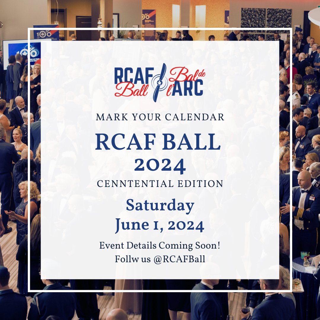 RCAFball's tweet photo. 📅 Don't miss out on the most anticipated event of the year! Mark your calendars for the #RCAFBall 2024, where memories will be made and dreams will take flight. Stay tuned for more updates and get ready to save the date for this extraordinary celebration! ✨🎉 #SaveTheDate #RCAF https://t.co/OuR764TjkH
