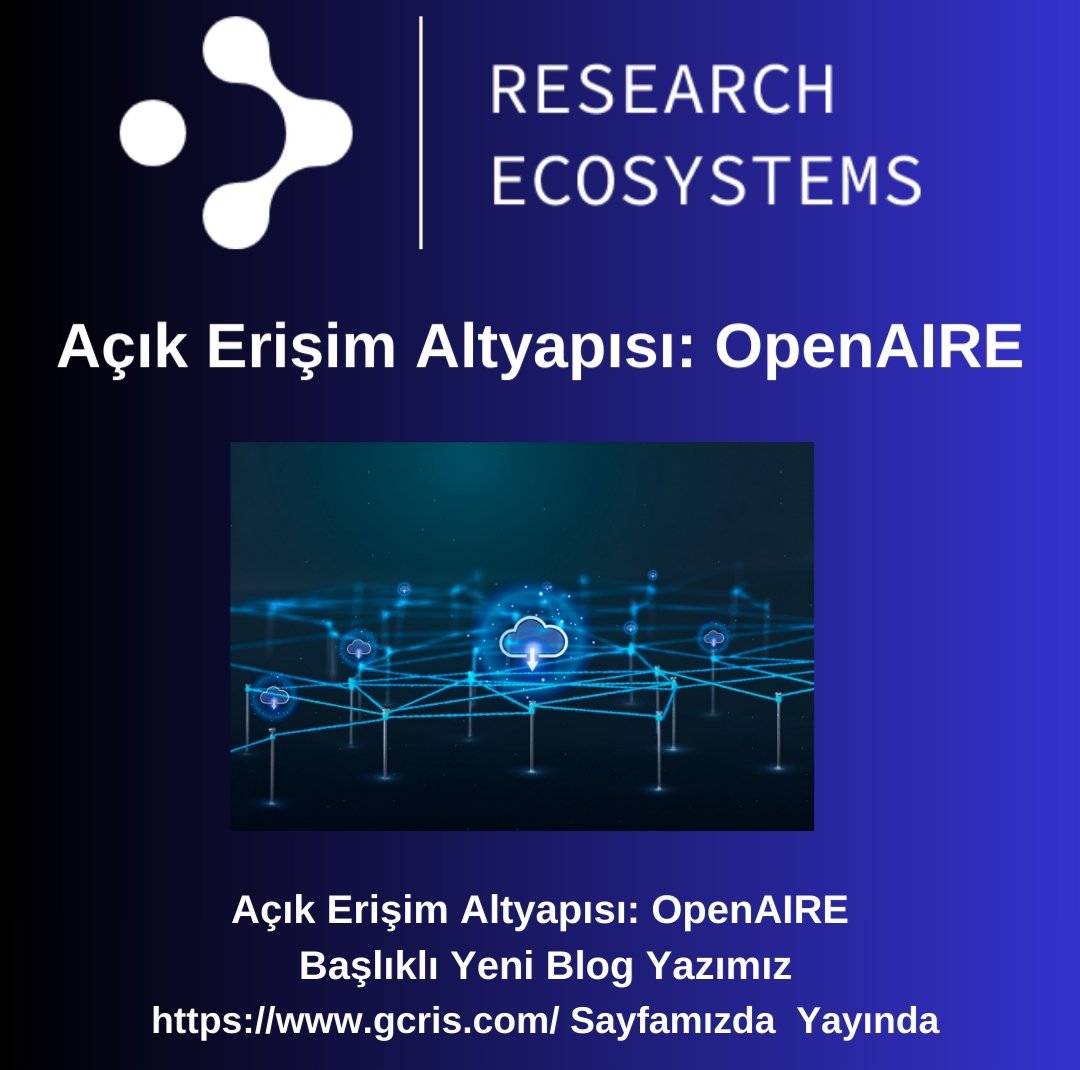 ResearchEcosys1's tweet image. Açık Erişim Altyapısı: OpenAIRE
Başlıklı Yeni Blog Yazımız yayında #OpenAIRE #openscience #acikbilim #acikerisim #gcris #researchecosystems
gcris.com/post/açık-i-le…