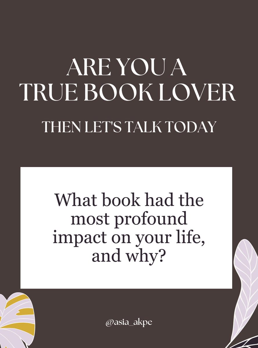 What book has been most impactful on your life and why?

#readersoftwitter #readingcommunity #bookislife