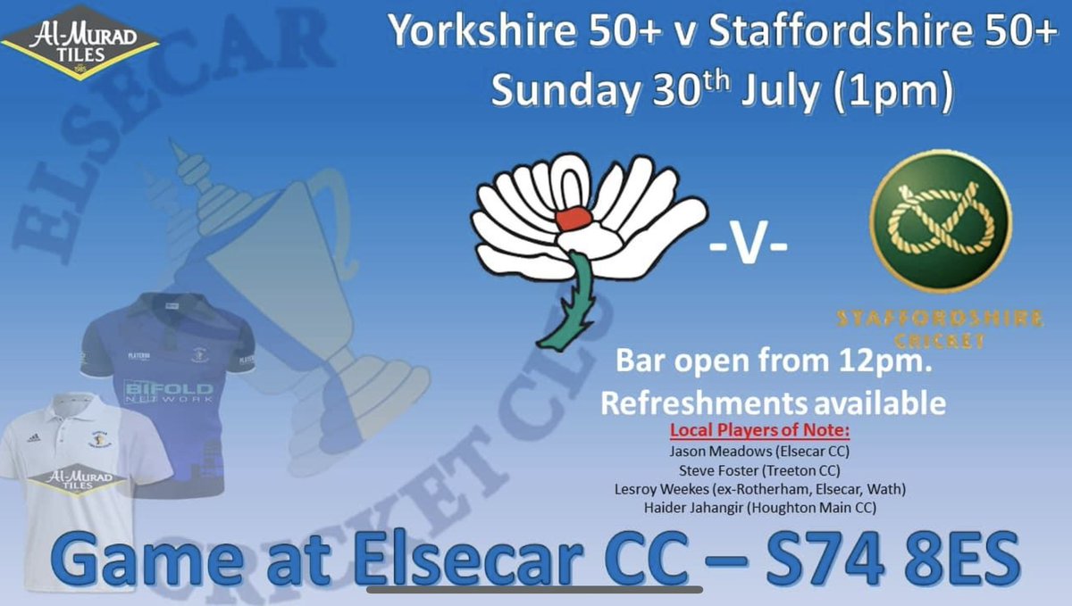 UPCOMING REP GAMES.
Thursday: YCCC 15s v WALES
Sunday: YCCC 50+ v Staffs
………. Sunday’s game features FOUR legends of local cricket and should be a great day.