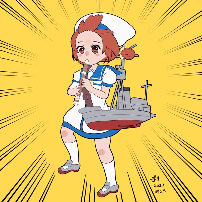 四号オールバック #艦これ版深夜の真剣お絵描き60分一本勝負 #艦これ版真剣お絵描き60分一本勝負_20230725 #強風オールバック 