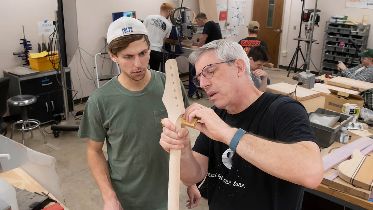 TechPurdue's tweet photo. Come to class, build a guitar. In #PurduePolytechnic, a college strongly emphasizing hands-on learning, is it any wonder that Professor Mark French’s “guitar lab” course is a student favorite? https://t.co/cpv1Kzpx9Z
#PurduePolytechnicSpringStories (in case you missed it) https://t.co/unfWb8XvOg