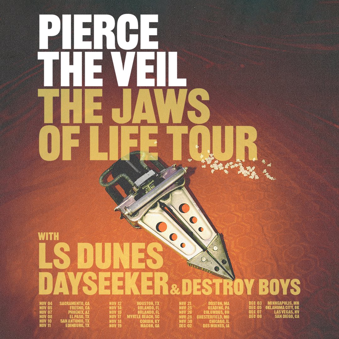 lsdunes's tweet image. Can’t wait to bring the heat this winter with this ripper of a tour! Thanks to @piercetheveil @dayseeker and @destroyboysband for spending Scorpio season with us 🦂🧡🔺

🎟️ Tickets go on sale Friday 10am local