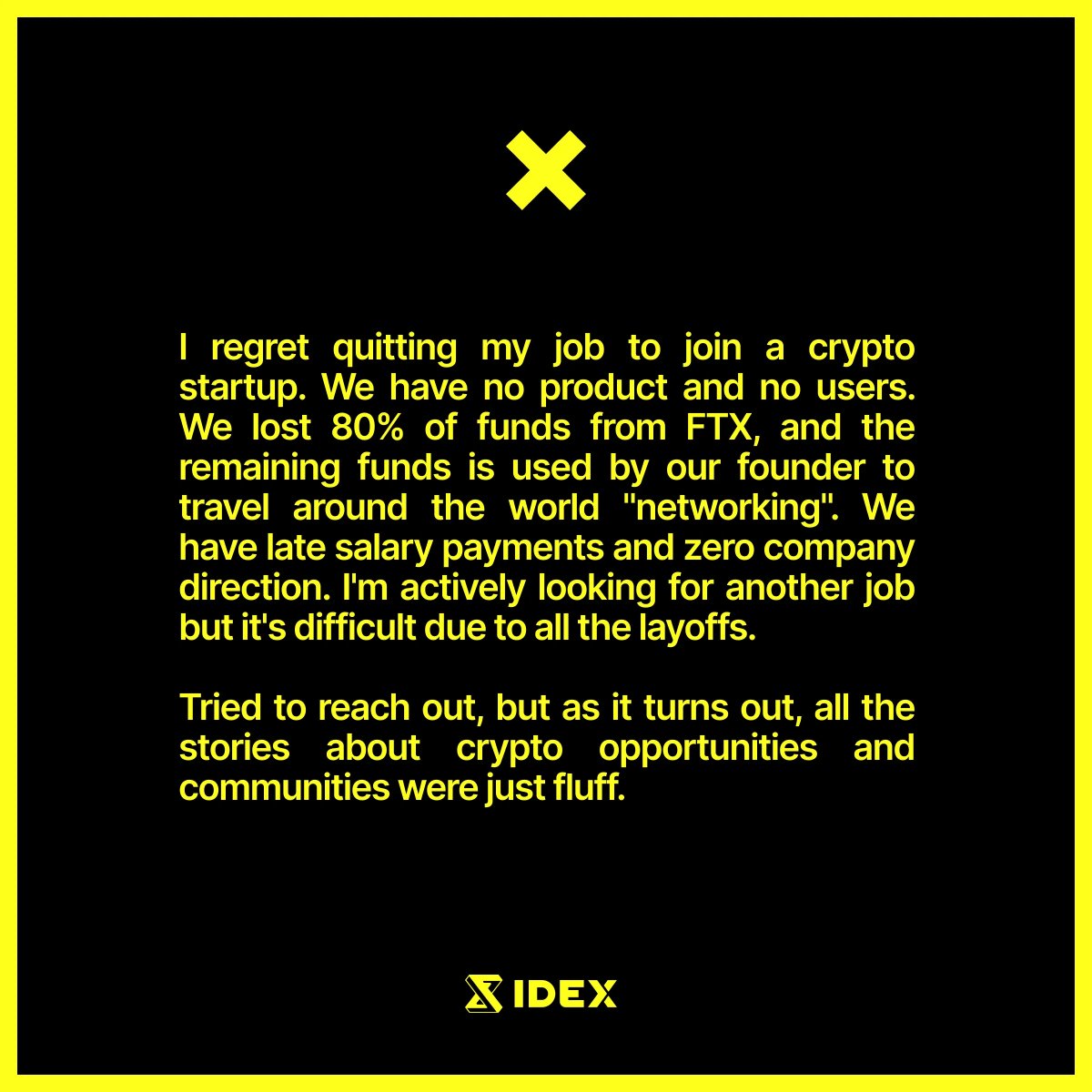 I regret quitting my job to join a crypto startup. We have no product and  no users.