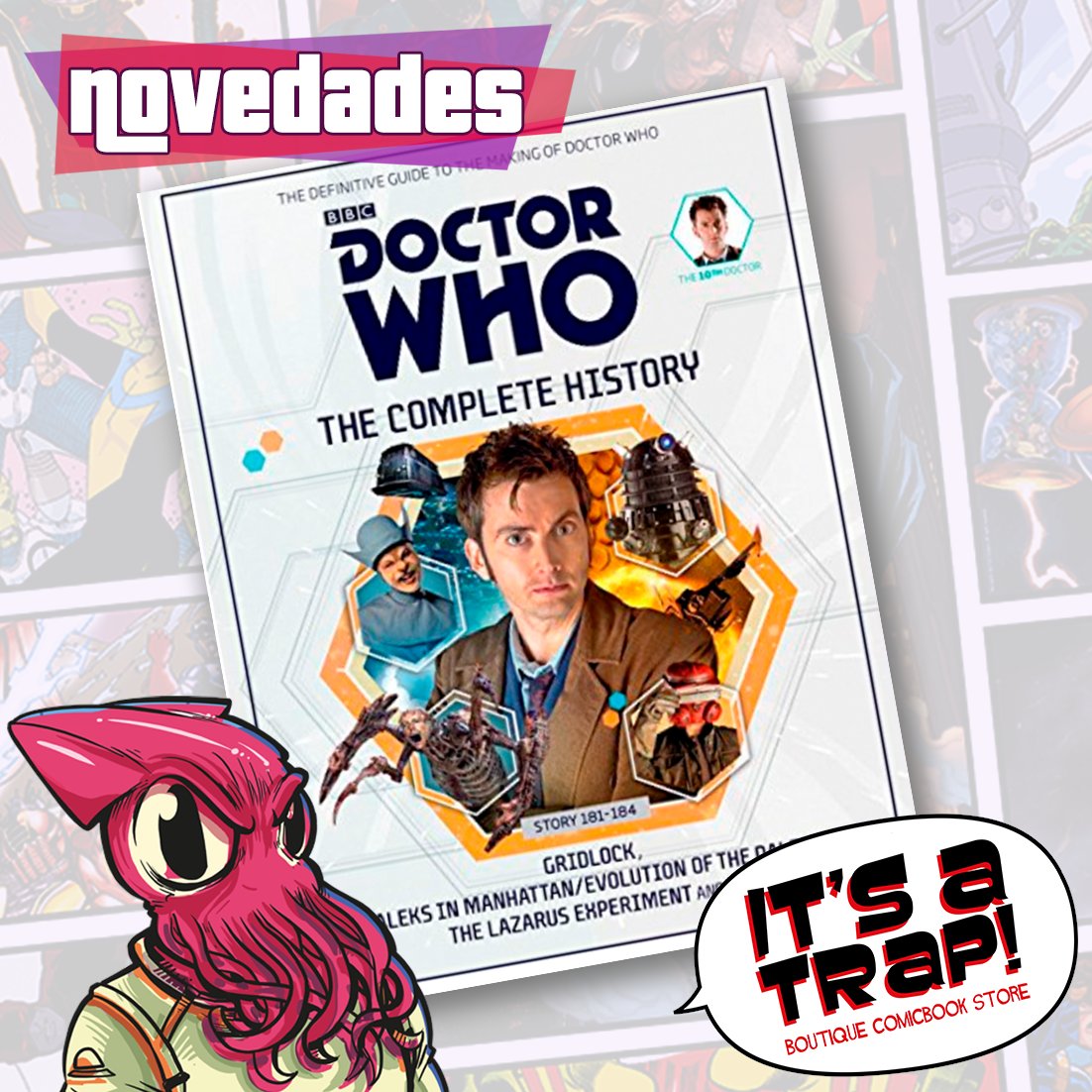 itsatrapcomic's tweet photo. Más novedades en It's a Trap Boutique Comicbook Store! Doctor Who: The Complete History va tras bambalinas de la serie de ciencia ficción más antigua del mundo y construye la historia cronológica completa de Doctor Who. https://t.co/9glH2wXFDD
