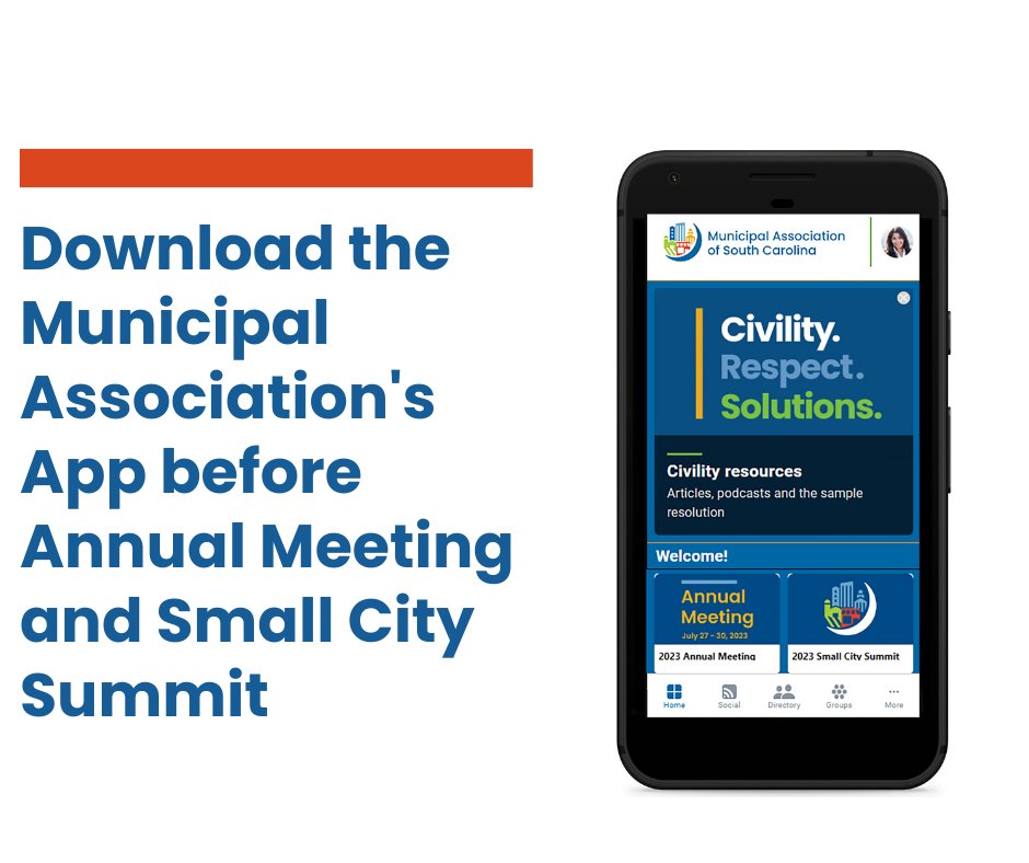 July Uptown: l.masc.sc/July23UptownApp

Through the app, users can use the meeting agenda to plan which sessions they want to attend for the Annual Meeting and Small City Summit. The app also gives users information on speakers and attendees.