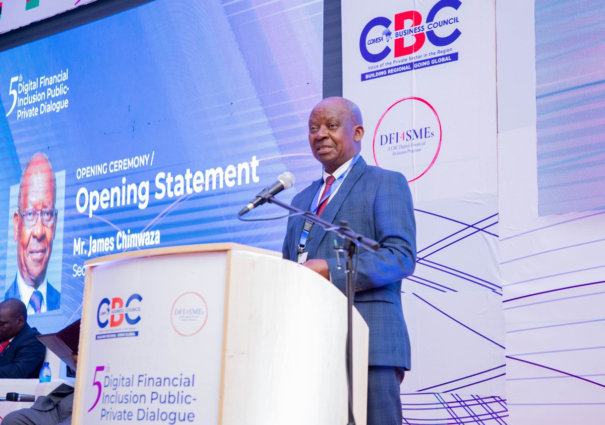 'Through our collective efforts, we can drive the adoption of #digitalfinancialservices, unlock economic opportunities, & improve the lives of millions in our region.” ~ Mr. James Chimwaza, CBC Vice President @ 5th #COMESAdigitalfinancialinclusion Public-Private Dialogue