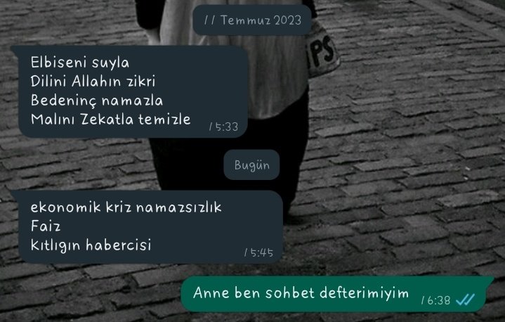 Her sohbet günü bir mesaj🤦‍♀️