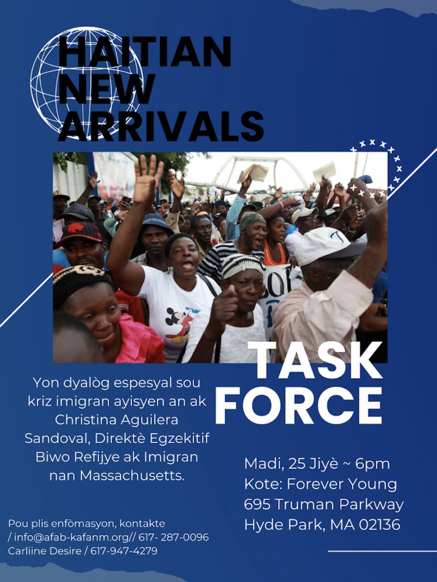 Haitian Migrants New Arrivals -Task Force, Tuesday, July 25, 2023, at Forever Young, 695 Truman Parkway, Hyde Park, MA 02136