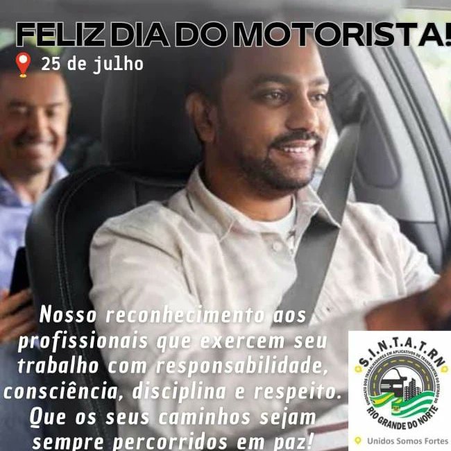 SINTATRN1's tweet photo. Dia do Motorista!
25 de Julho
Sabemos que o dia a dia não é fácil, mas o seu esforço garante o nosso progresso. Feliz dia do motorista, a profissão que percorre o caminho para tornar nossos sonhos em realidade."

SINTAT RN https://t.co/4Khsod3WAS