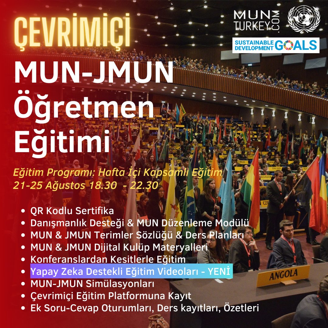MUNTurkeycom's tweet image. forms.gle/EaskffV8JqQ67E…

Yeni MUN Öğretmen Eğitimi 21-25 Ağustosta!