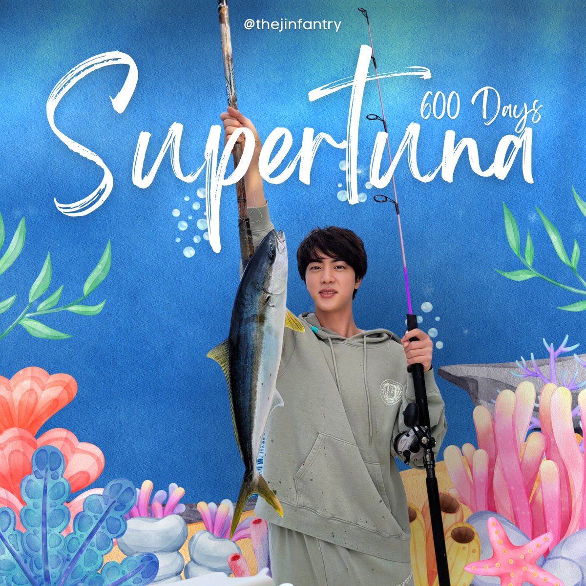 Worldwide viral phenomenon Super Tuna turns 600 Days today! 💃🎣

If you see this tweet, RT &amp; Reply with:

CHAMCHI DAY WITH JIN
#600DaysWithSuperTuna
#슈퍼참치_600일_축하해