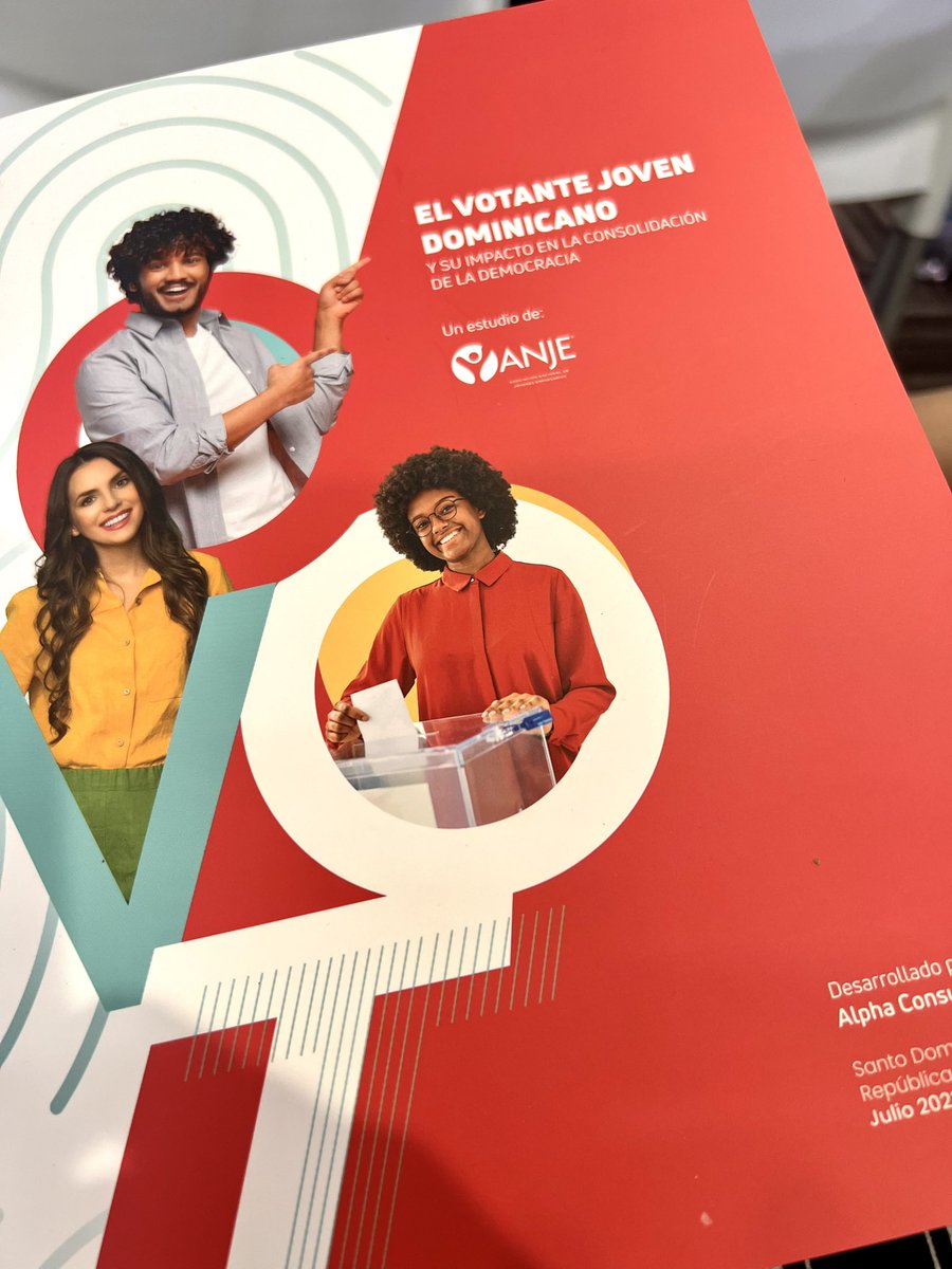 Felicitaciones <a href="/ANJE_RD/">ANJE</a> por el estudio “El votante joven dominicano y su impacto en consolidación de la #democracia” 🙌 #votojoven es crucial: la juventud forma 39% del padrón electoral, las #mujeres jóvenes 19%  👉🏽👉🏻👉🏽 anje.org/wp-content/upl…