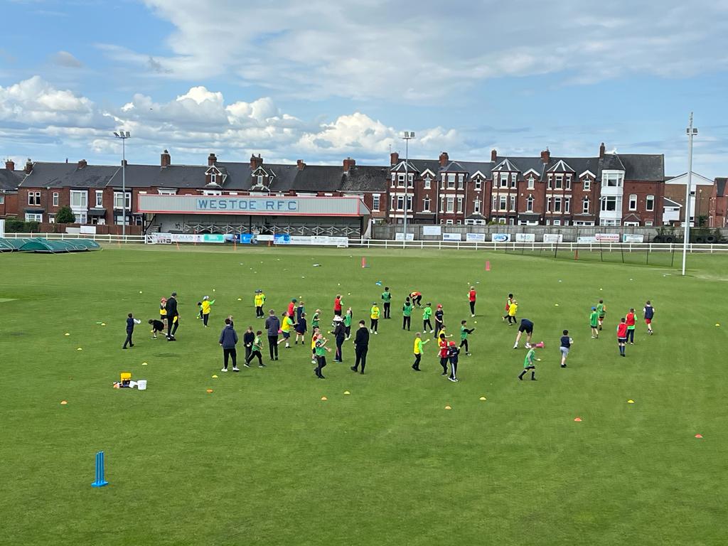 southshieldscc's tweet image. Great start to our free summer holiday cricket camps with over 40 lads engaged. Thanks to our funders and volunteers.